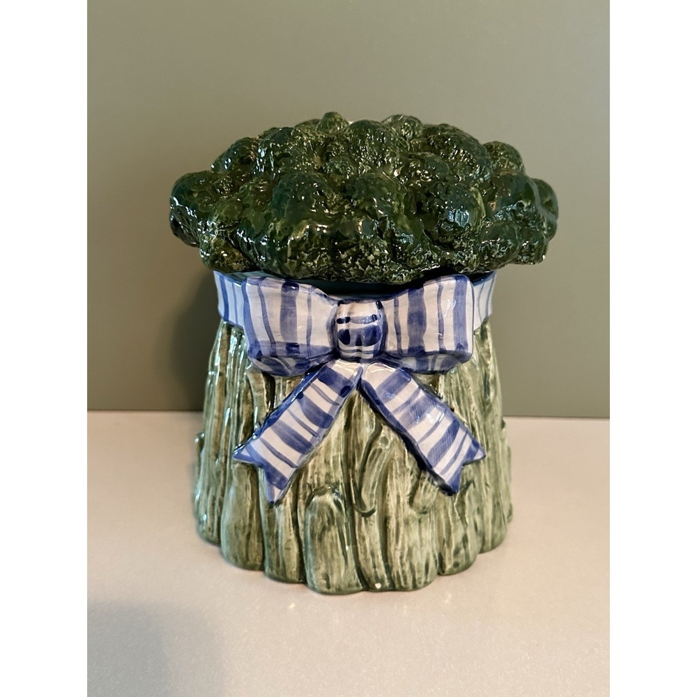 Fitz & Floyd Classic Vegetable Garden Broccoli Canister Jar Container Vtg. 1995